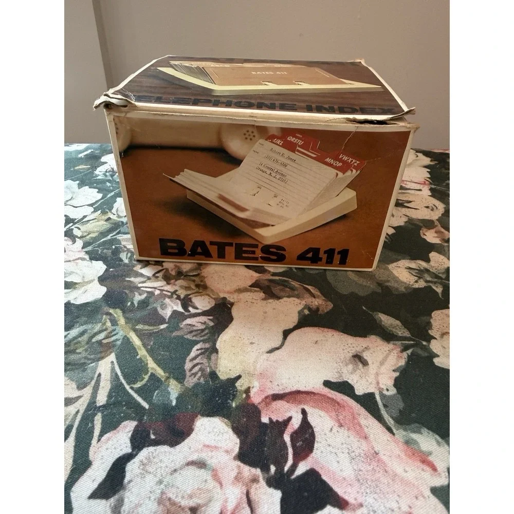 Vtg Bates 411 Telephone Index Address Book MCM Office Desktop File Boxed New NOS